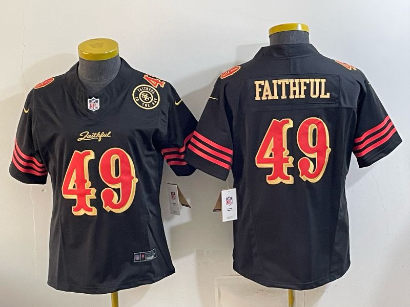 Youth 2026 San Francisco 49ers #49 Faithful Black gold Nike Limited NFL Jersey style 003